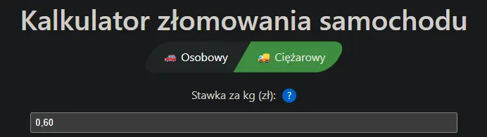 kalkulator złomowania samochodu ciężarowego